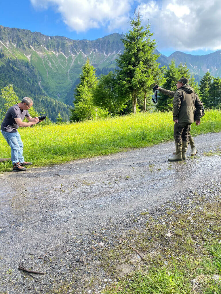 Bergsicht beim Fotoshooting